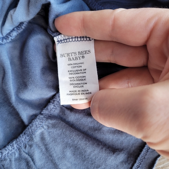 BURTS BEES Blue Smoke Hand Dyed Organic Cotton Dress Size 3-6M - Picture 4 of 7